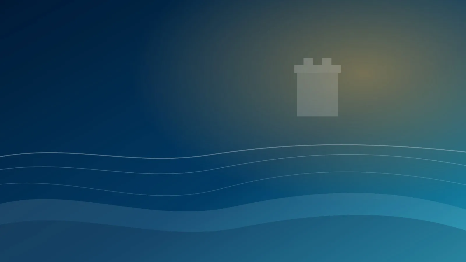 Illustrazione stilizzata di una torre costiera sui toni del blu profondo del brand