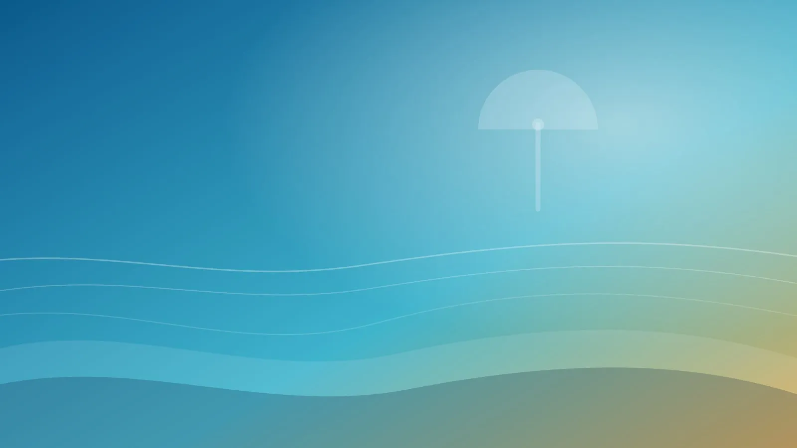 Illustrazione di un ombrellone sulla spiaggia con onde stilizzate, nei colori del brand